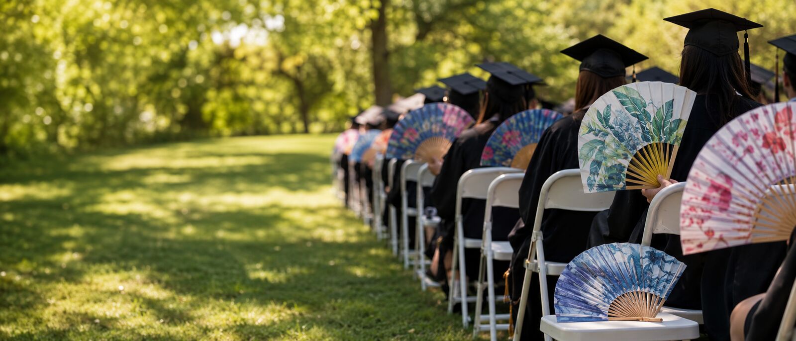 Custom printed hand fans for graduations