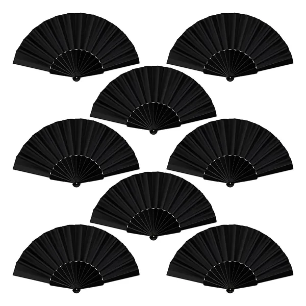 Custom black paper folding fan 16.5″, with gift pouch — design 2