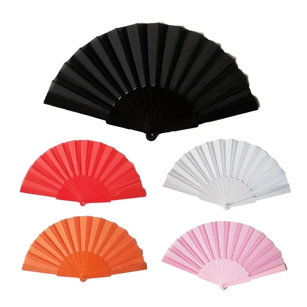 Custom black paper folding fan 16.5″, with gift pouch — design 3
