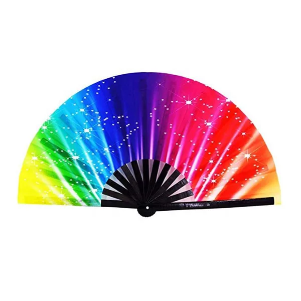Custom large folding fan 33 cm, disco dots print — design 2