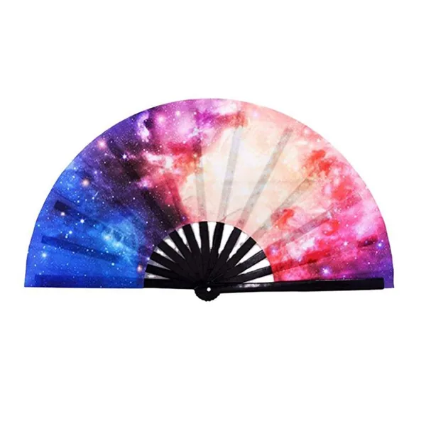 Custom large folding fan 33 cm, disco dots print — design 3