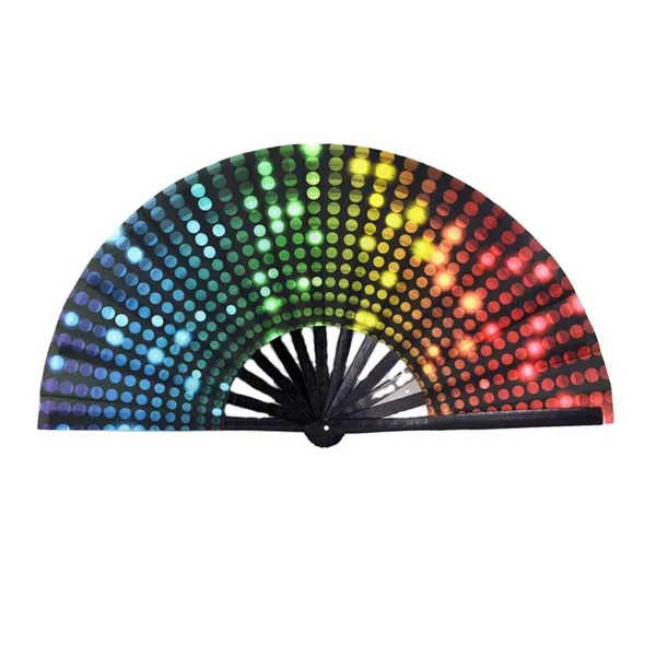 Custom large folding fan 33 cm, disco dots print