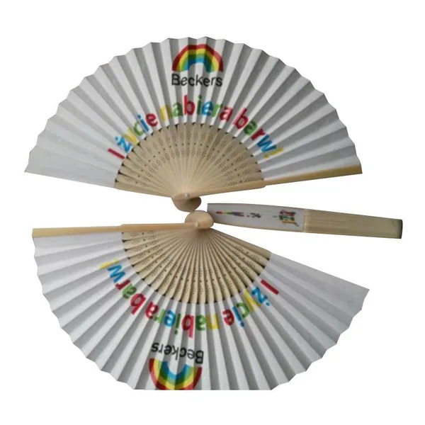 Custom paper folding fan, two-side print, bamboo ribs — design 3