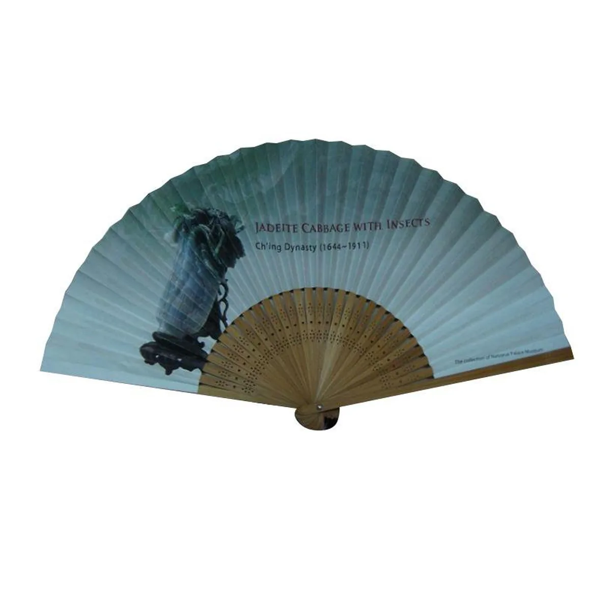 Custom paper folding fan, two-side print, bamboo ribs — custom printed with a logo