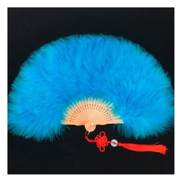 Custom feather folding fan, purple marabou — design 2