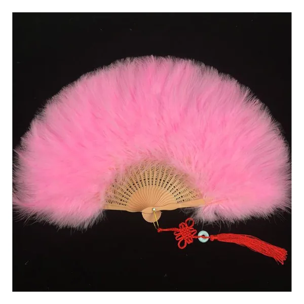 Custom feather folding fan, purple marabou — design 3