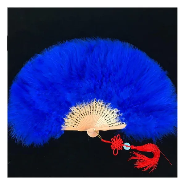 Custom feather folding fan, purple marabou — stock design 6