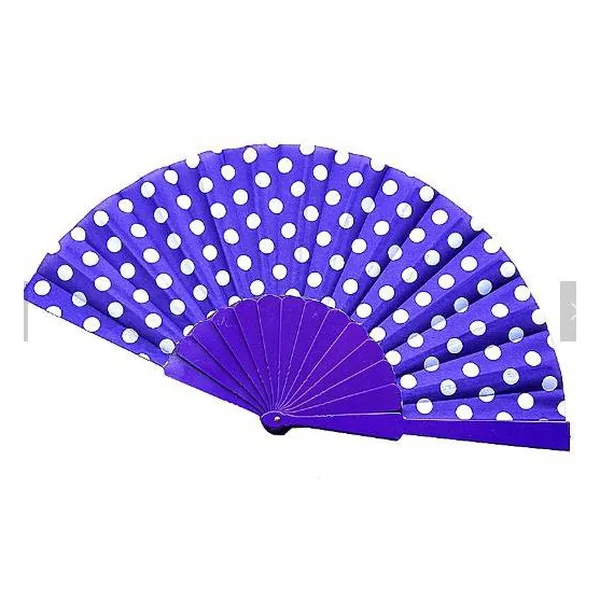 Flamenco folding fan, red & black polka dots — design 4