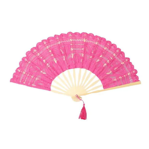 Custom lace folding fan, emerald green, tassel — stock design 5