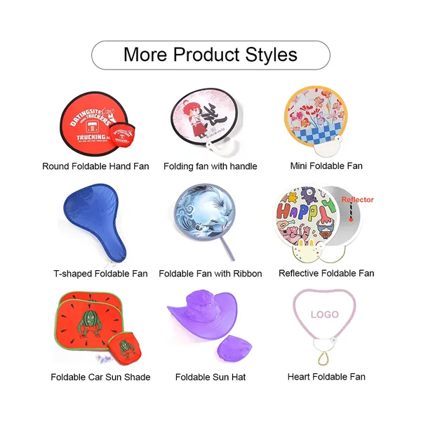 Custom folding frisbee fan, round nylon, pocket pouch — design 4