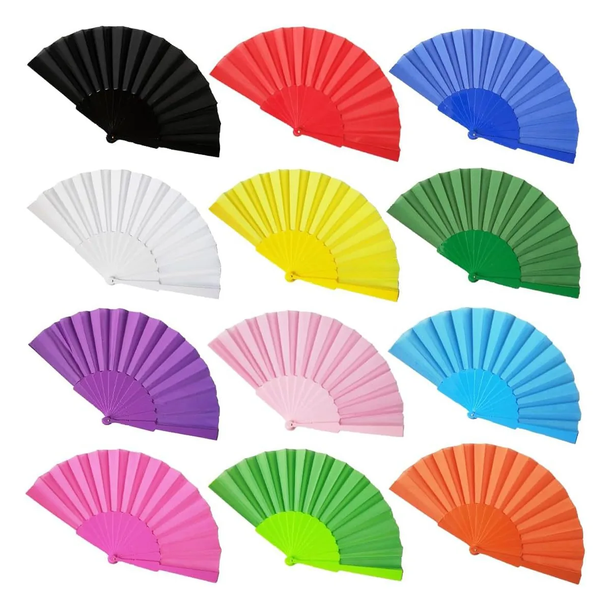Custom plastic folding fan 23 cm, 12 solid colours — custom printed with a logo