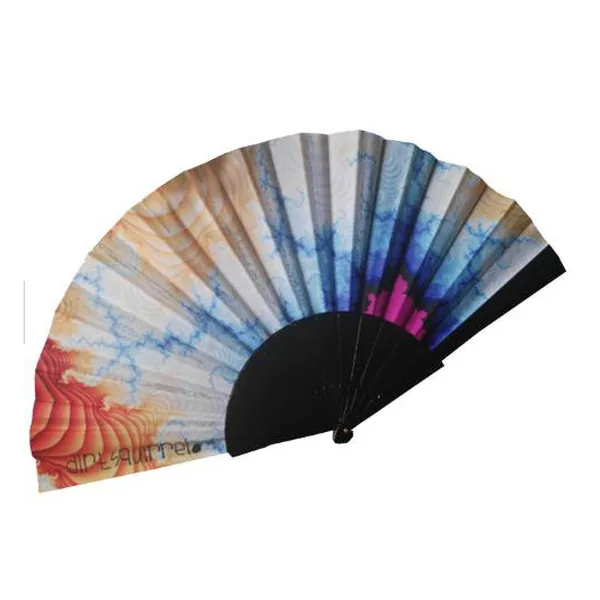 Custom galaxy folding fan, purple nebula print — design 2