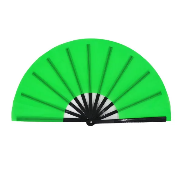 Custom plain folding fan 33 cm, green, black ribs