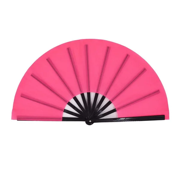 Custom plain folding fan 33 cm, pink, black ribs