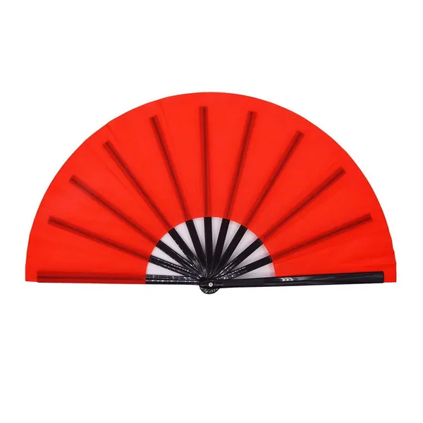 Custom plain folding fan 33 cm, red, black ribs