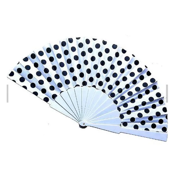 Rainbow folding fan, pride stripes, white ribs — design 2