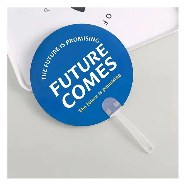 Custom round paddle fan, full-colour print, PP handle — design 2