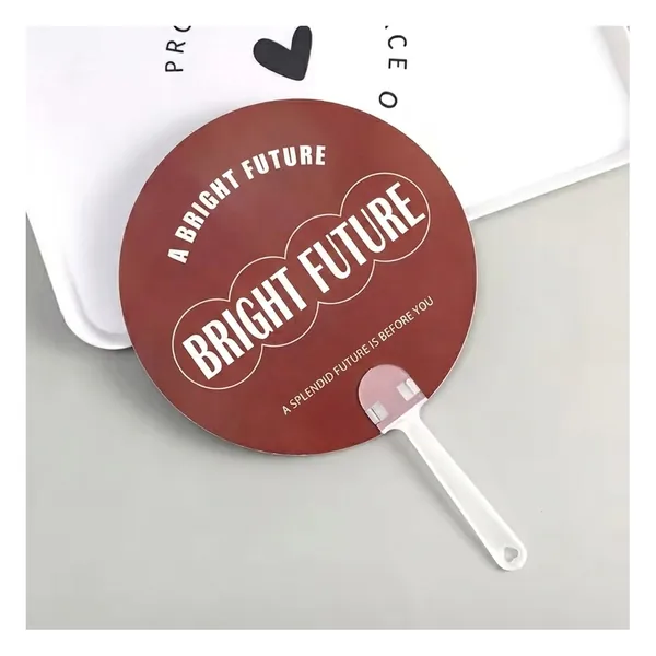 Custom round paddle fan, full-colour print, PP handle — design 3