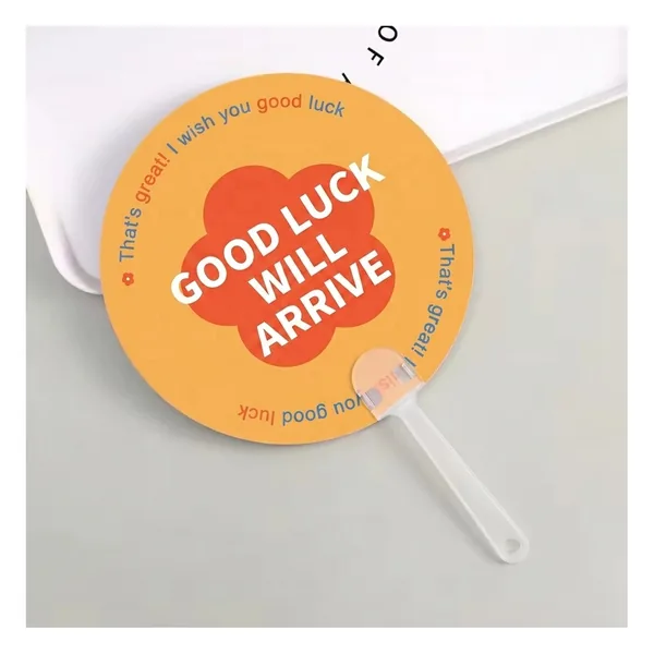 Custom round paddle fan, full-colour print, PP handle — design 4