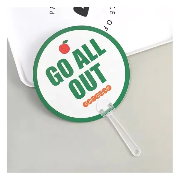 Custom round paddle fan, full-colour print, PP handle — stock design 5