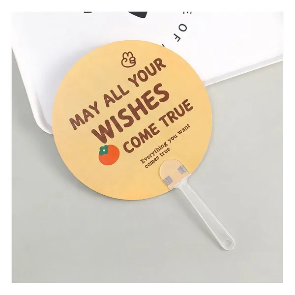Custom round paddle fan, full-colour print, PP handle — stock design 6