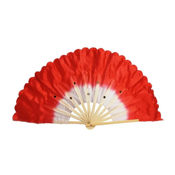 Custom silk dance folding fan, emerald gradient, sequins — design 3