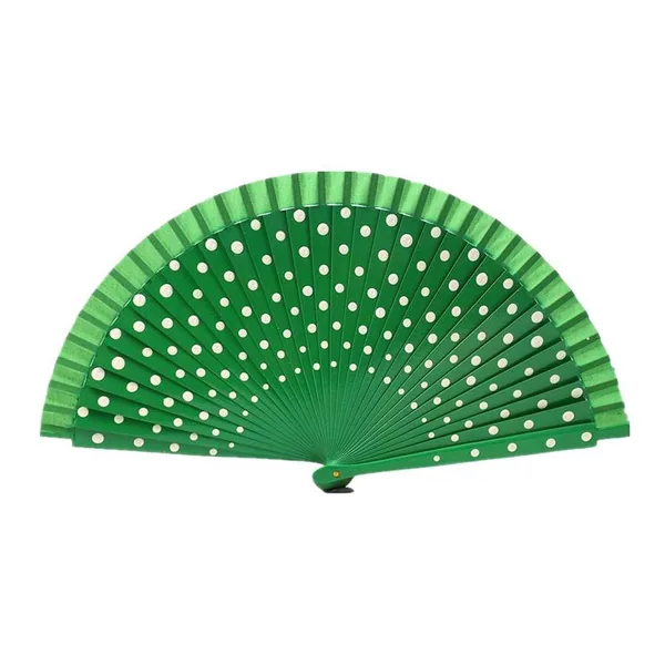 Custom printed wooden folding fan, cream floral — design 2